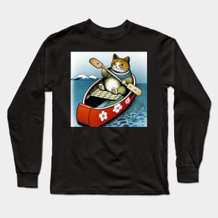 Ukiyo-e cat in canoe Long Sleeve T-Shirt